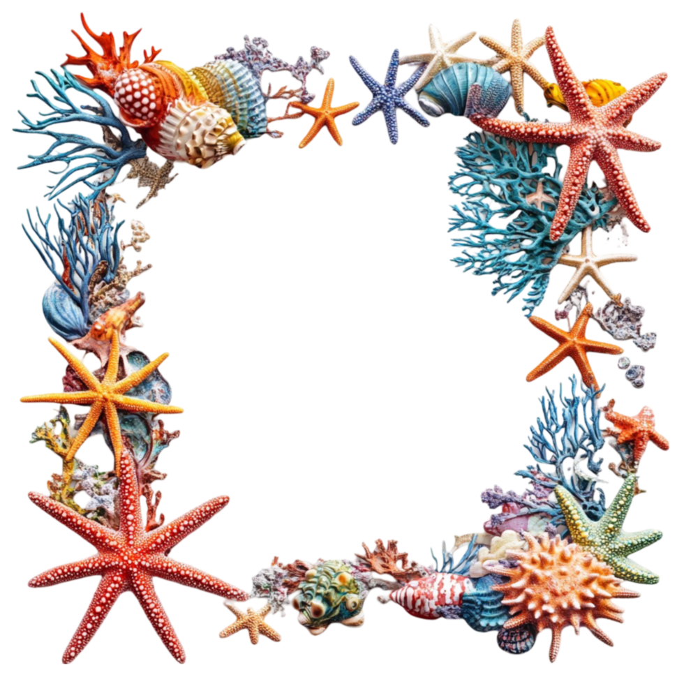 Frame with Starfish and Coral png