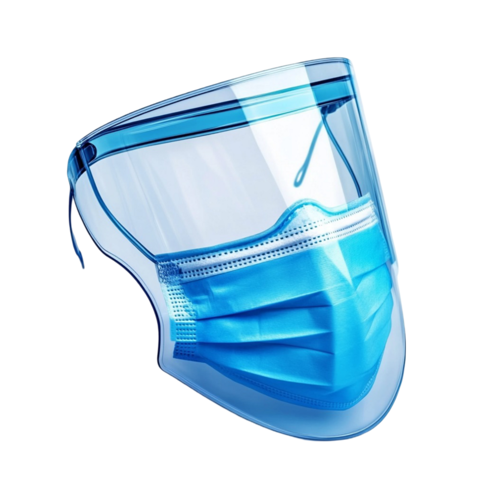 Face Shield with Blue Mask Design png
