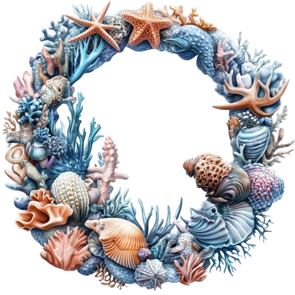 Wreath of Sea Life with Shells png