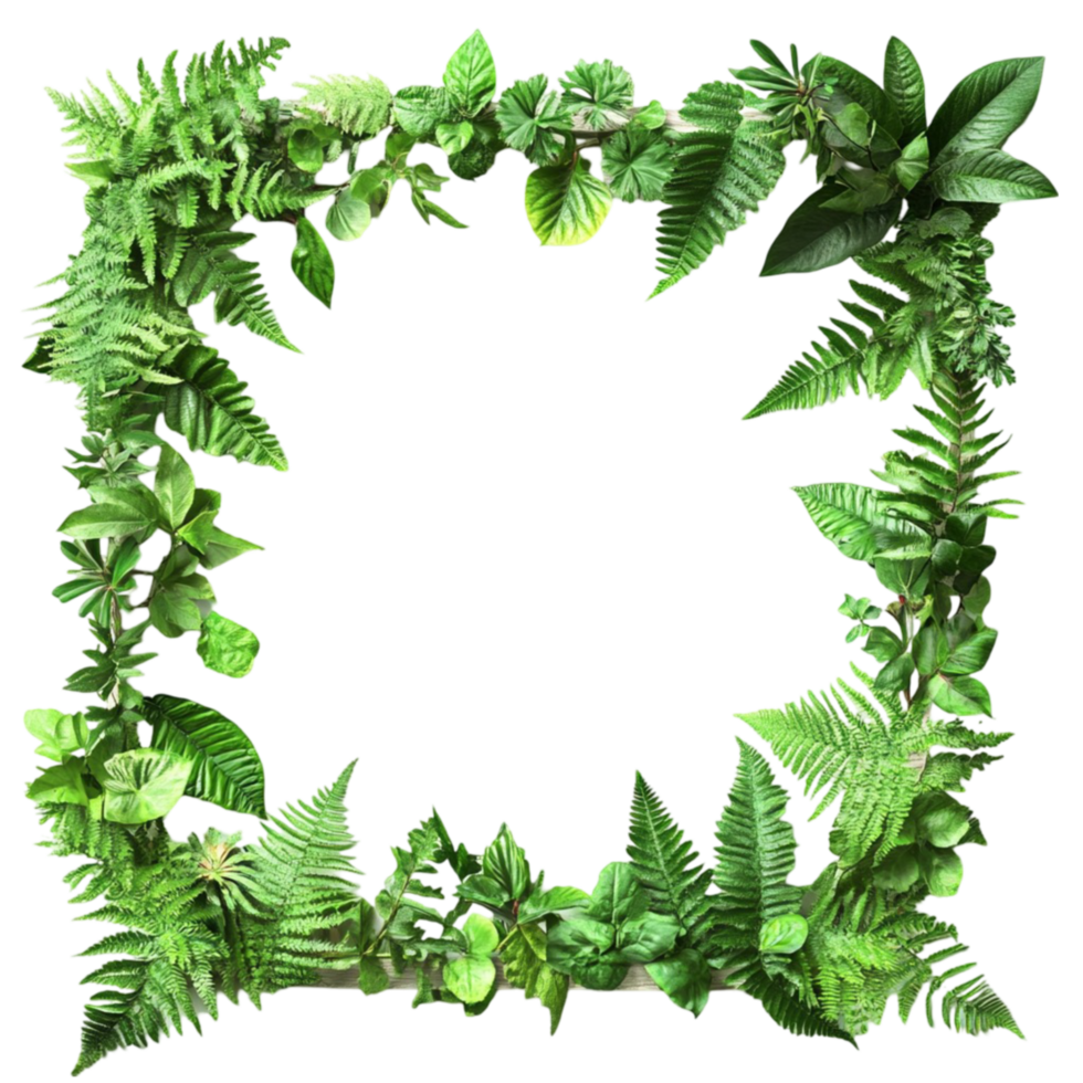 Square Frame with Green Leaves png