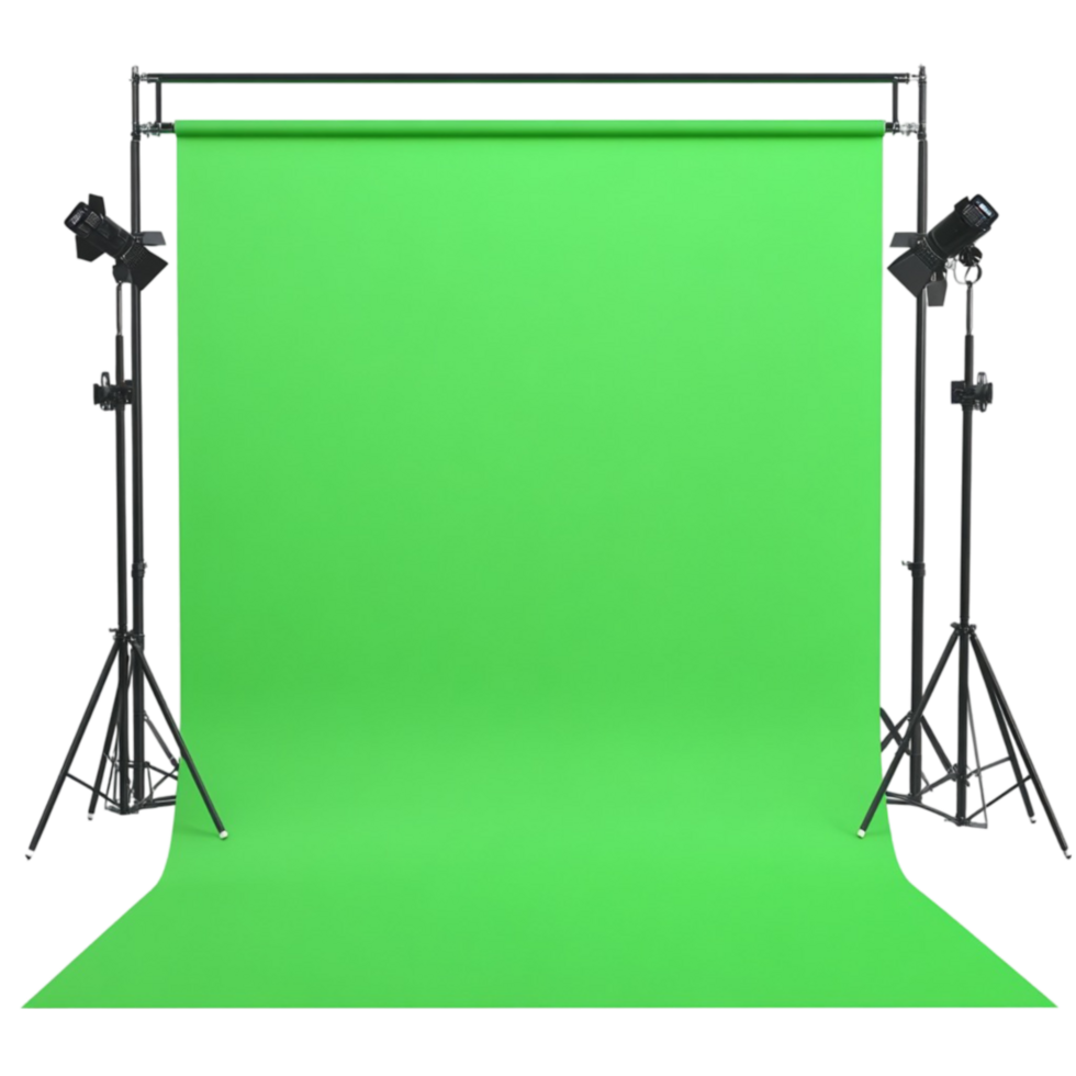 Green Screen Background with Lighting Equipment png