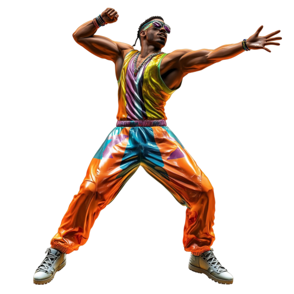 Man in Colorful Outfit Dancing png