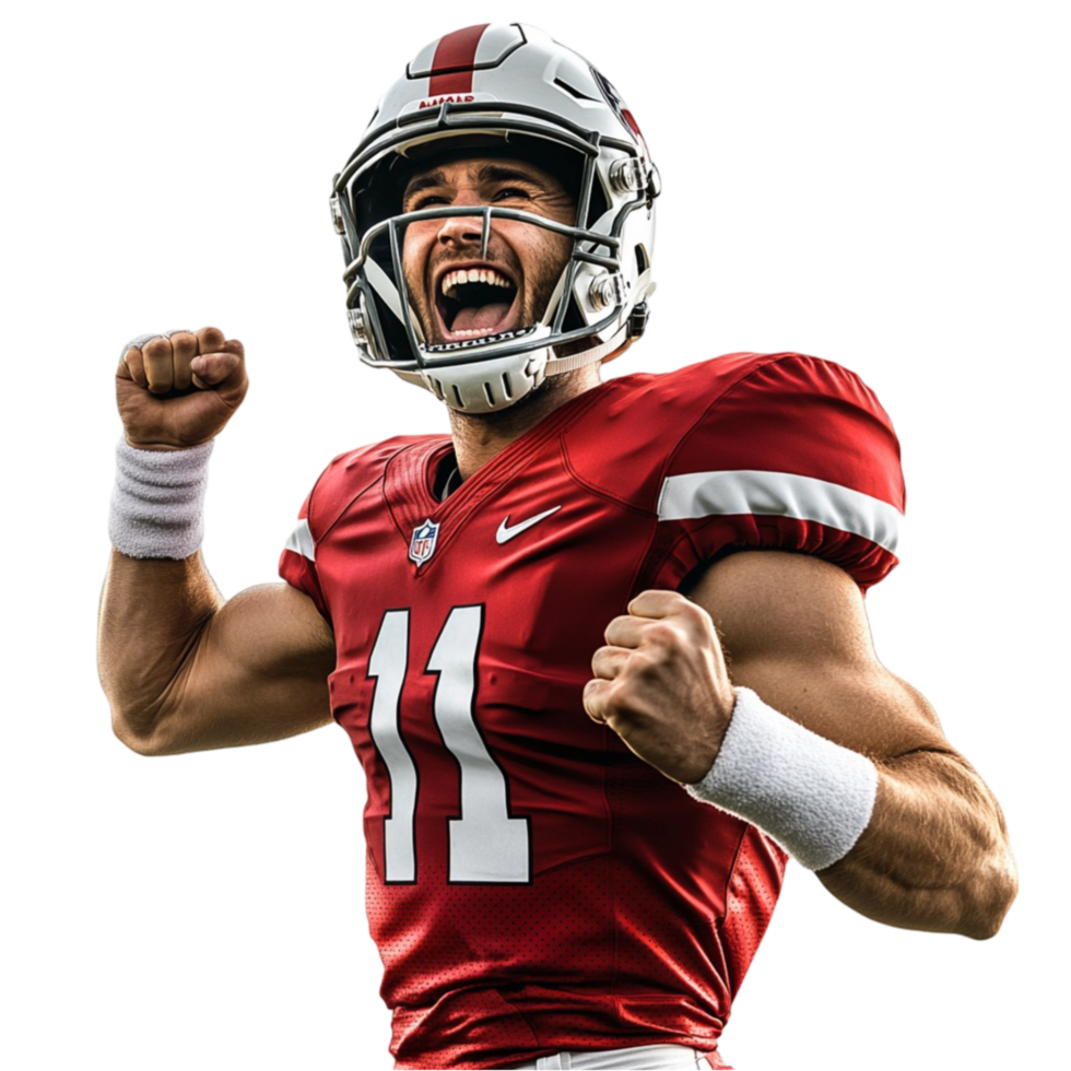 Football Player in Red Uniform Celebrating png