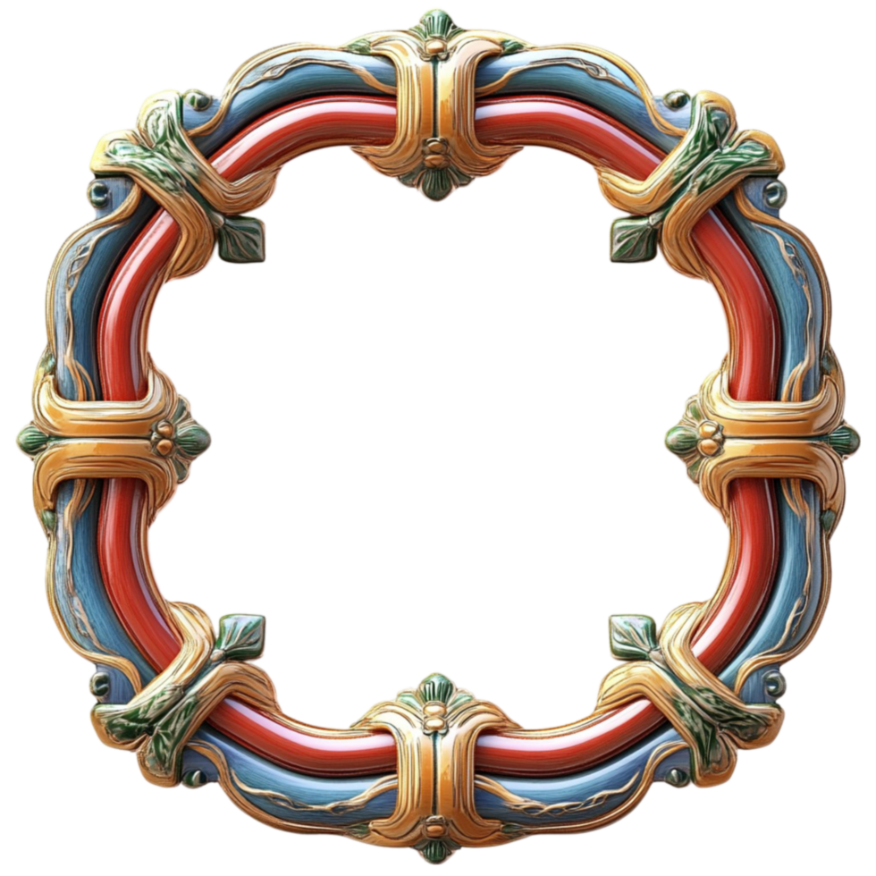Decorative Frame with Red and Blue Design png