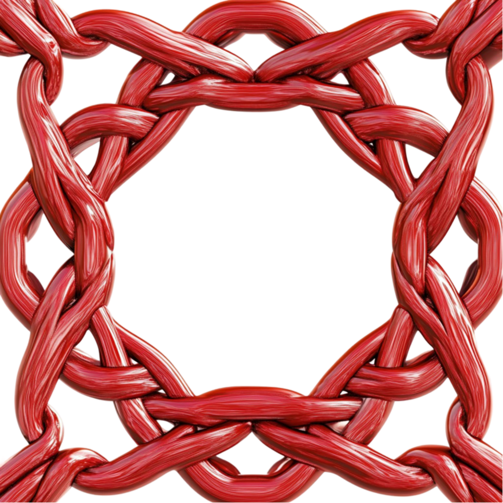 Red Frame Made of Twisted Rope png