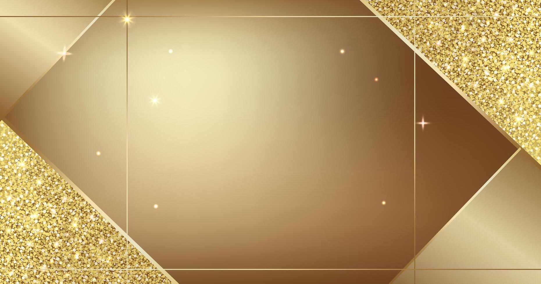 Elegant gold background for card, certificate. Luxury template with gold glitter. Empty gift voucher with place for text. vector