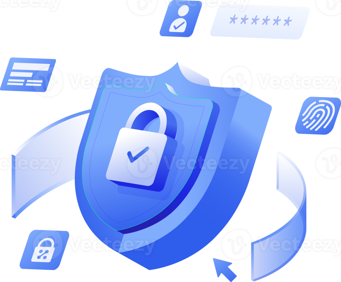 Data protection Cybersecurity Privacy 3D Shield clipart png
