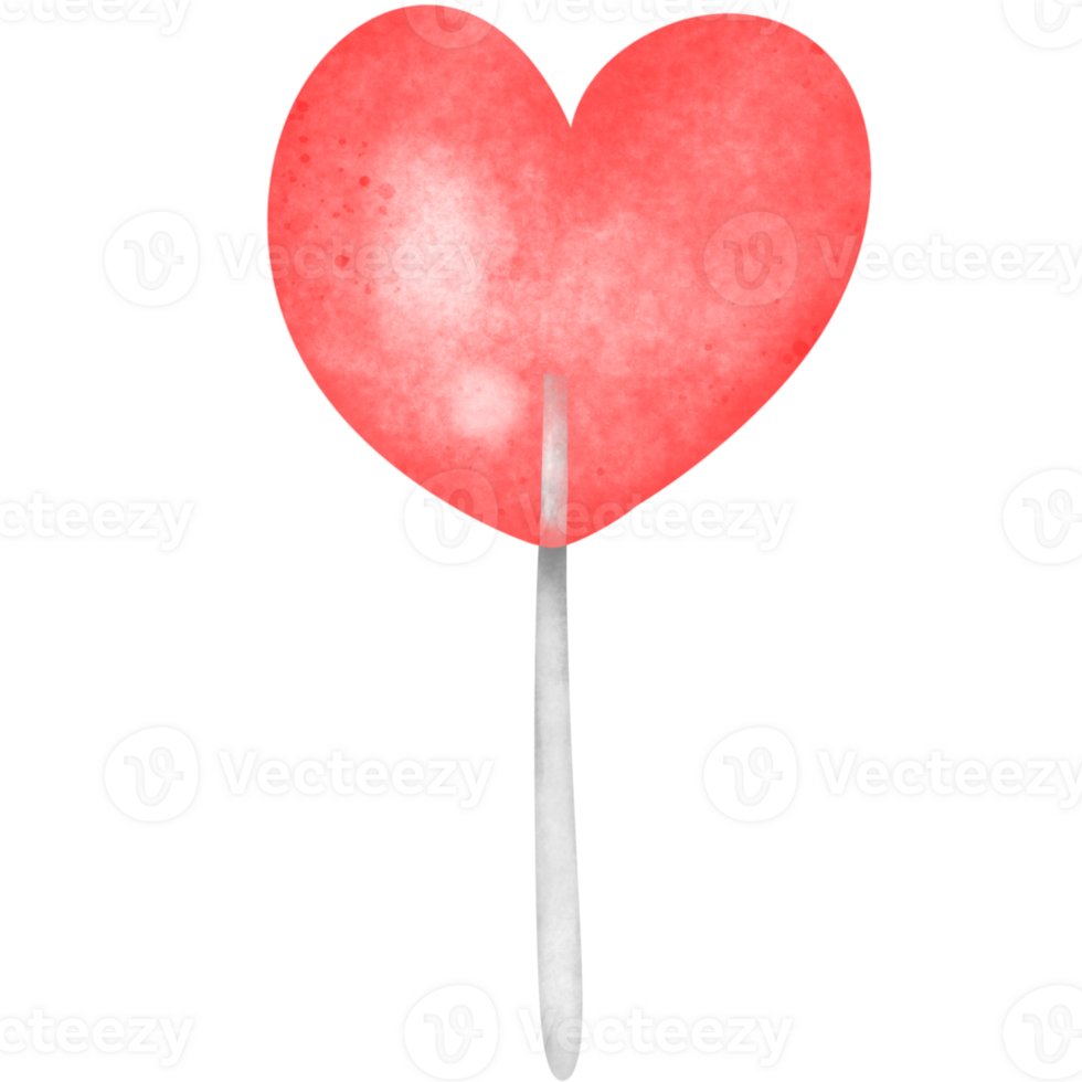red heart on a stick, resembling a lollipop. The design exudes simplicity, perfect for valentine or affectionate themes png