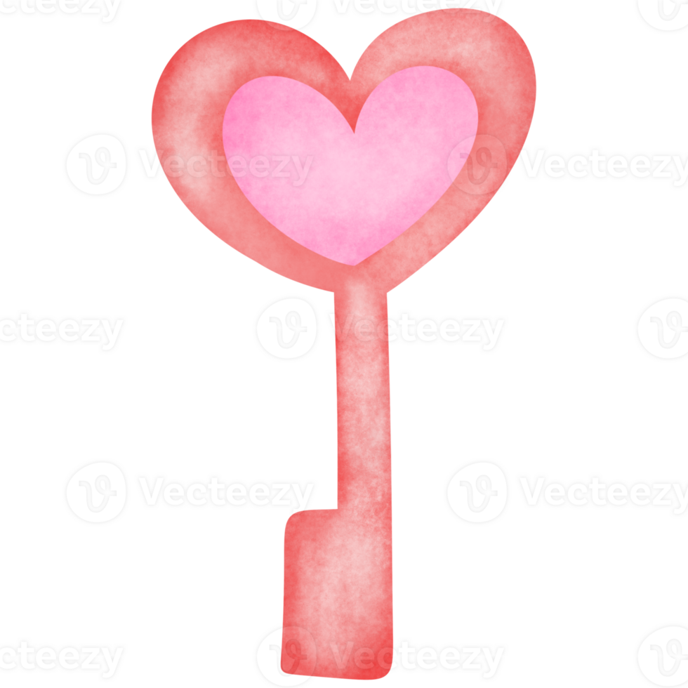 whimsical key with a heart-shaped top. The design features soft colors, with a light pink heart at the center and a light red outline, giving it a playful and affectionate vibe. png