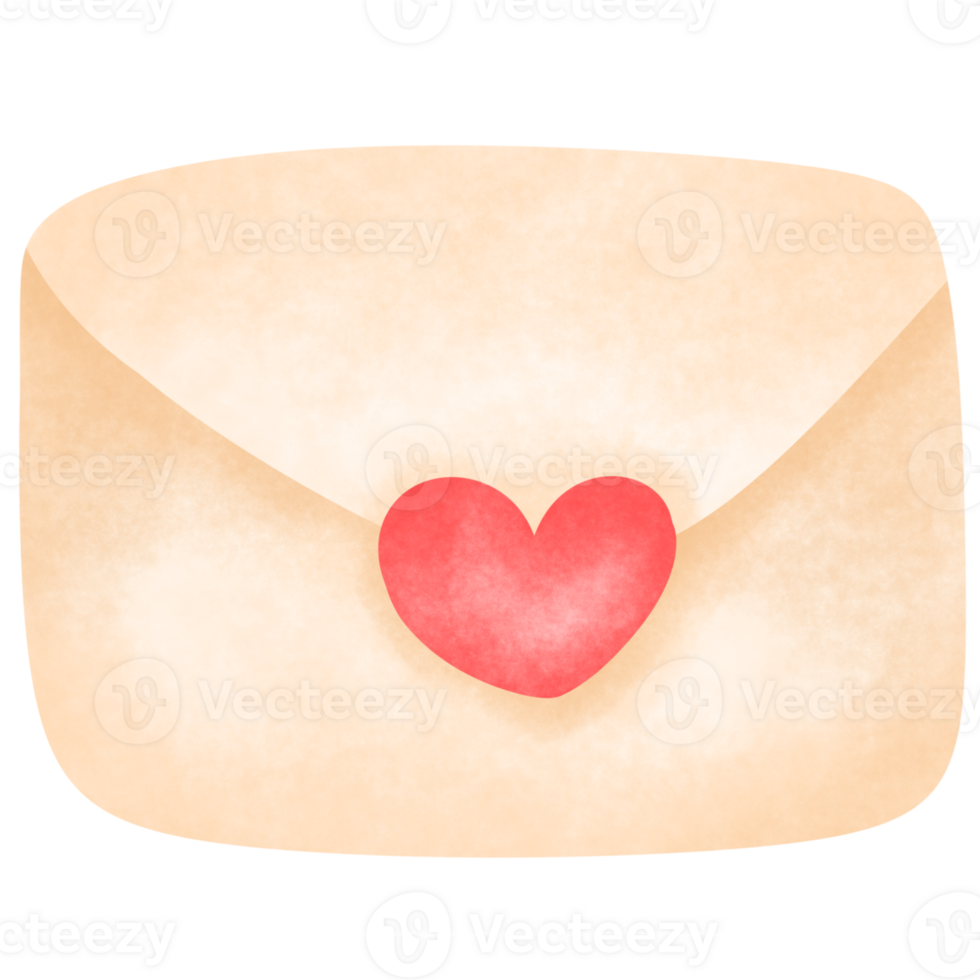 Craft envelope with red heart png