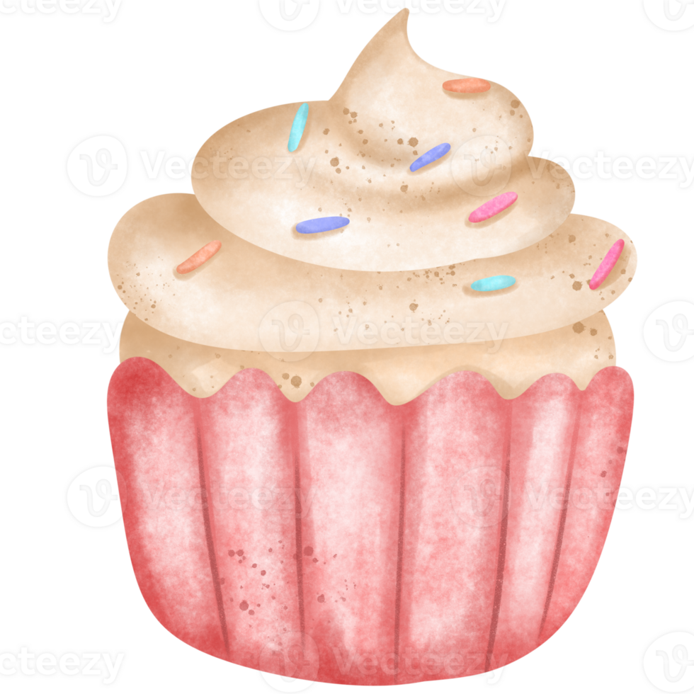 Watercolor cupcakes with icing ,cupcakes with gingerbread png