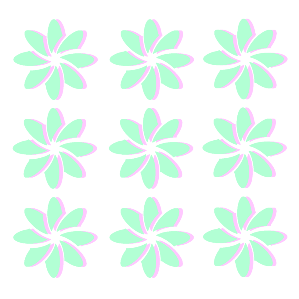 Simple light green and pink flower pattern on a white background png