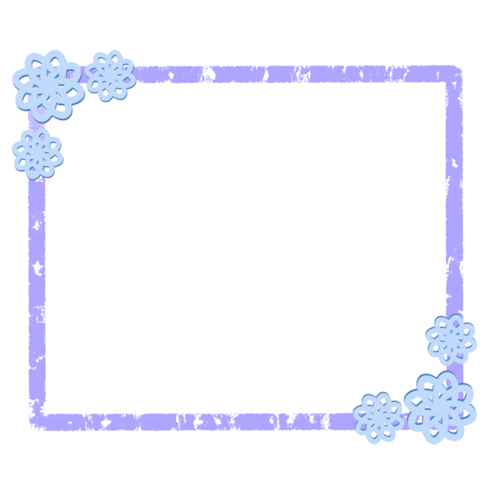 Purple textured frame with flowers around it png
