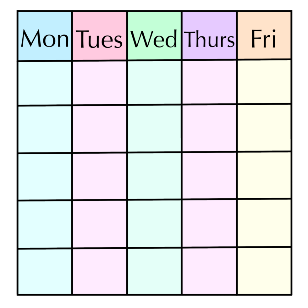 Colorful weekly calendar template, Planner png