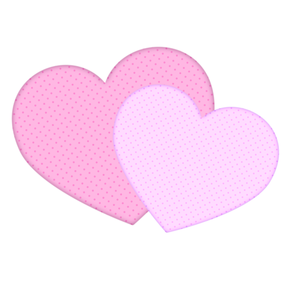 Two pink and purple love hearts with a dotted pattern png