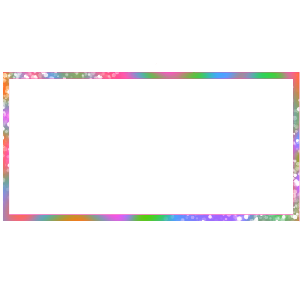 A colorful rectangle frame with glitter around the corners, Rainbow border png