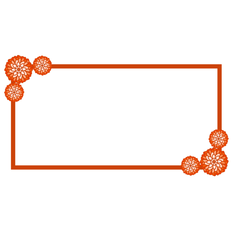 An orange rectangle frame with orange flowers png