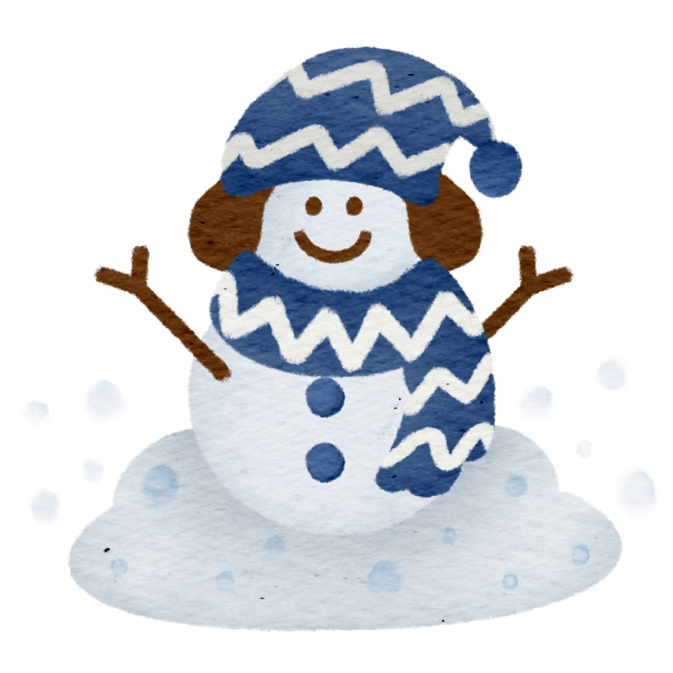 Snowman illustration on transparent background. png
