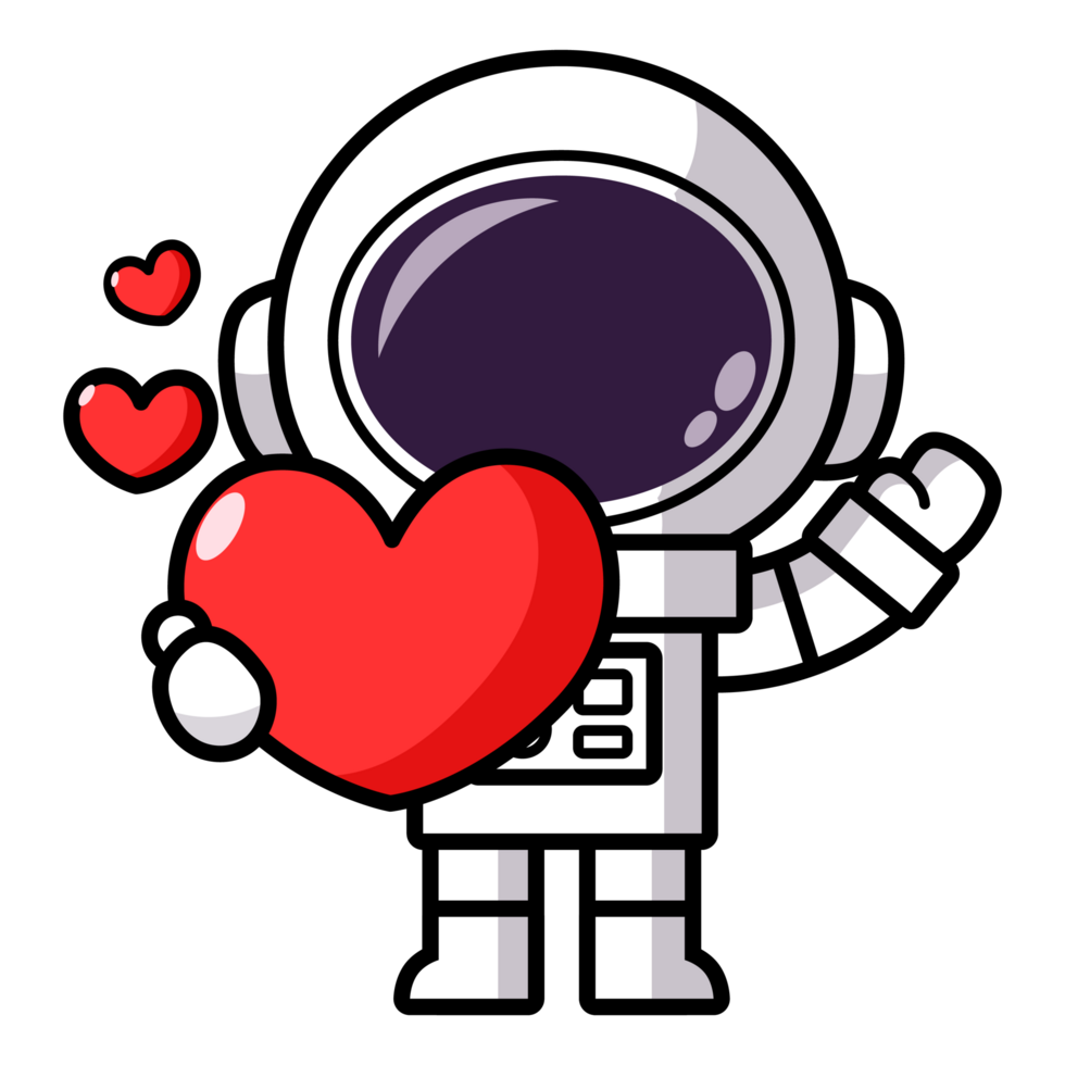 Man Astronaut Holding a Heart png