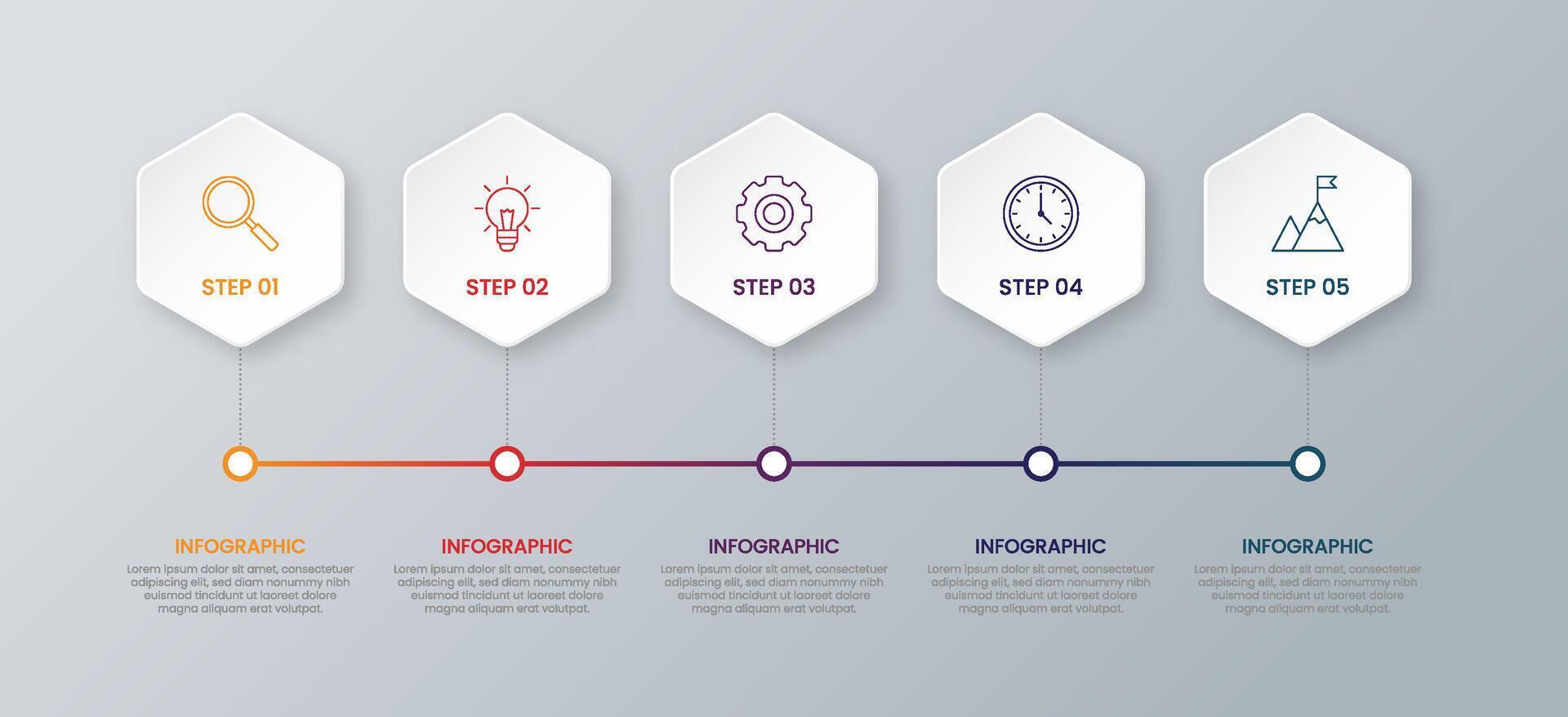 5 hexagon shape infographic template vector