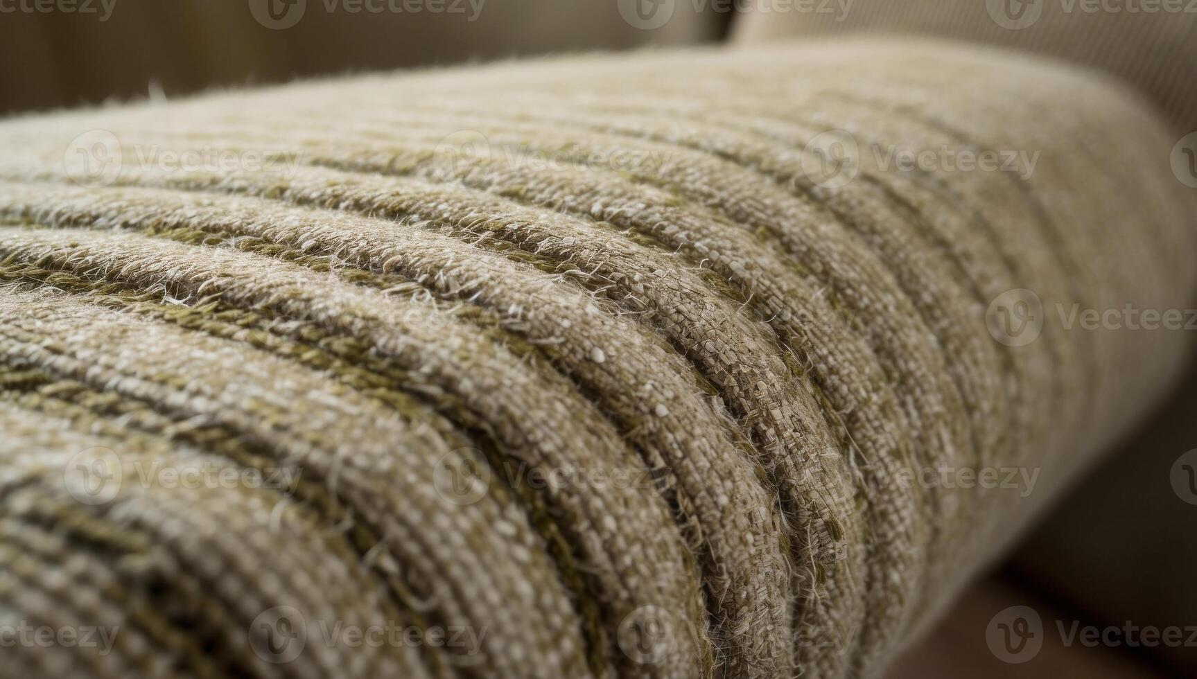 A closeup view of hemp fabric upholstery highlights the intricate woven texture and natural fibers, reflecting its eco-friendly and sustainable nature. photo