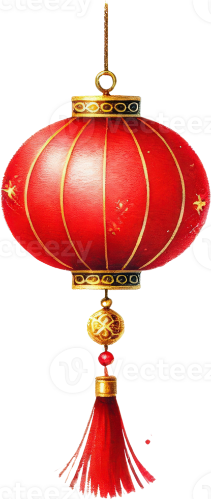 Simple Red Lantern with Golden Details png
