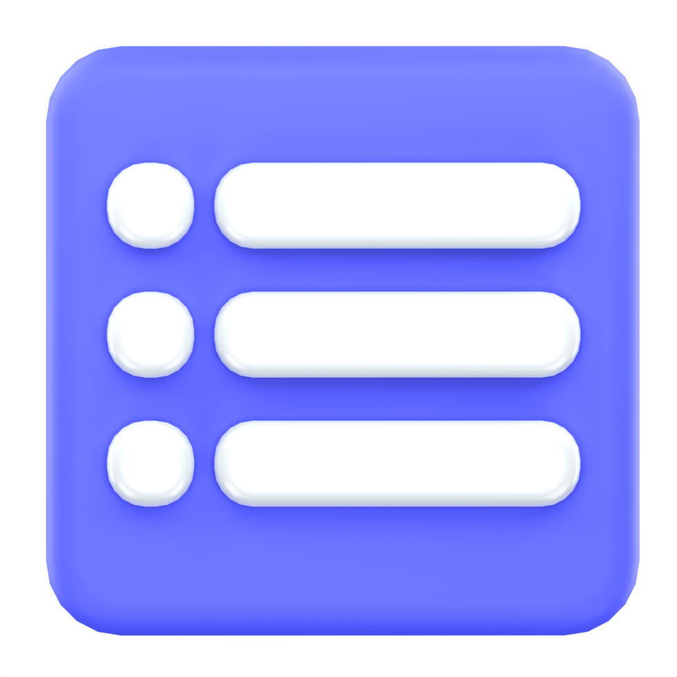 3d illustration list user interface png