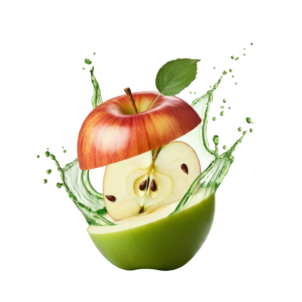 Bursting Apple With Refreshing Water, Close Up of Juicy Red Fruit png
