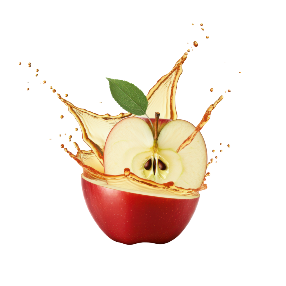 Ripe Apple Bursting Open with Water Splash, Fresh and Juicy Fruit png
