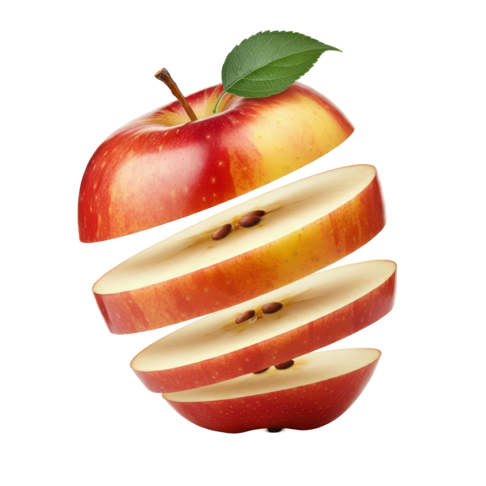 Close Up of Fresh Sliced Ripe Red Apple with Juicy Freshness for Detox png