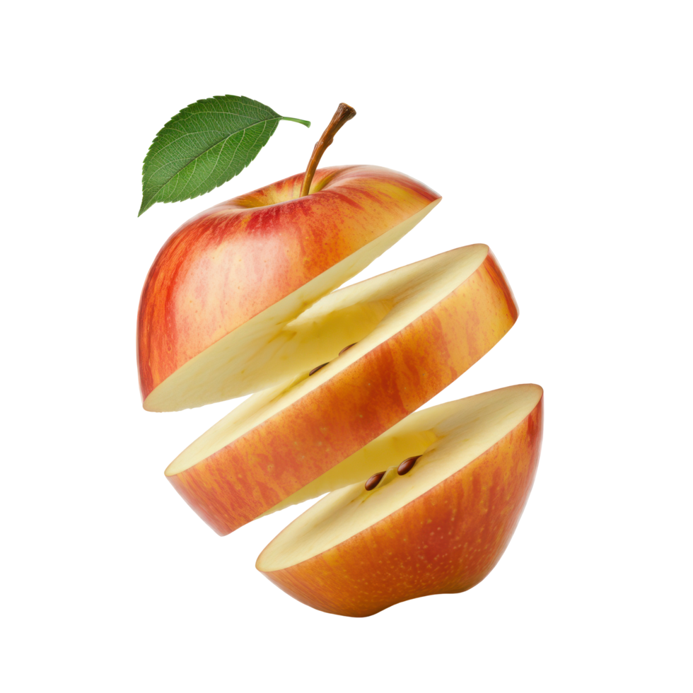 Close Up of Fresh Ripe Red Apple Slice for Juicy Healthy Living png