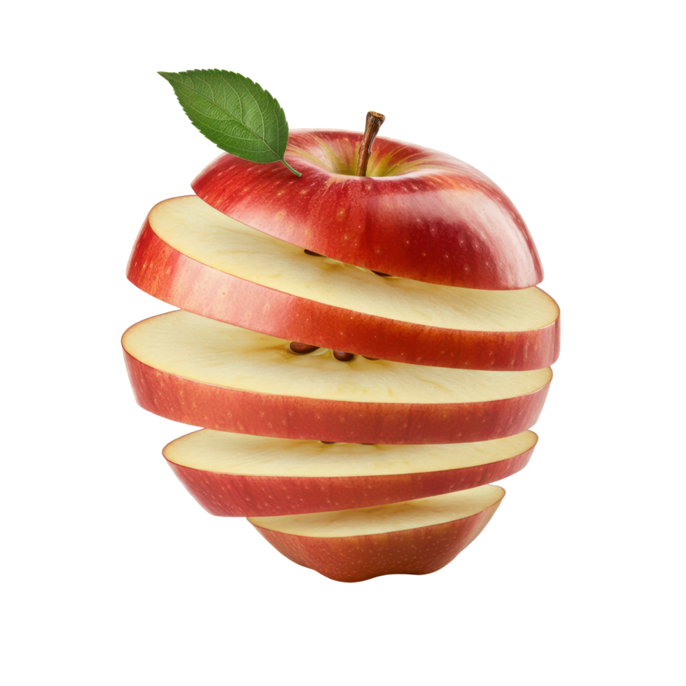 Close Up of Fresh Ripe Red Apple Slice with Juicy Detox Benefits png