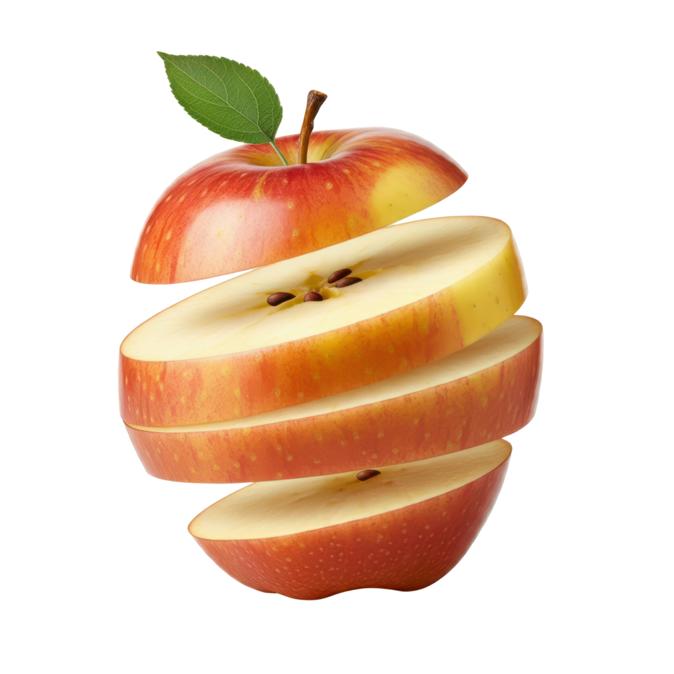 Fresh Ripe Red Apple Slice with Juicy Burst for Detoxification png