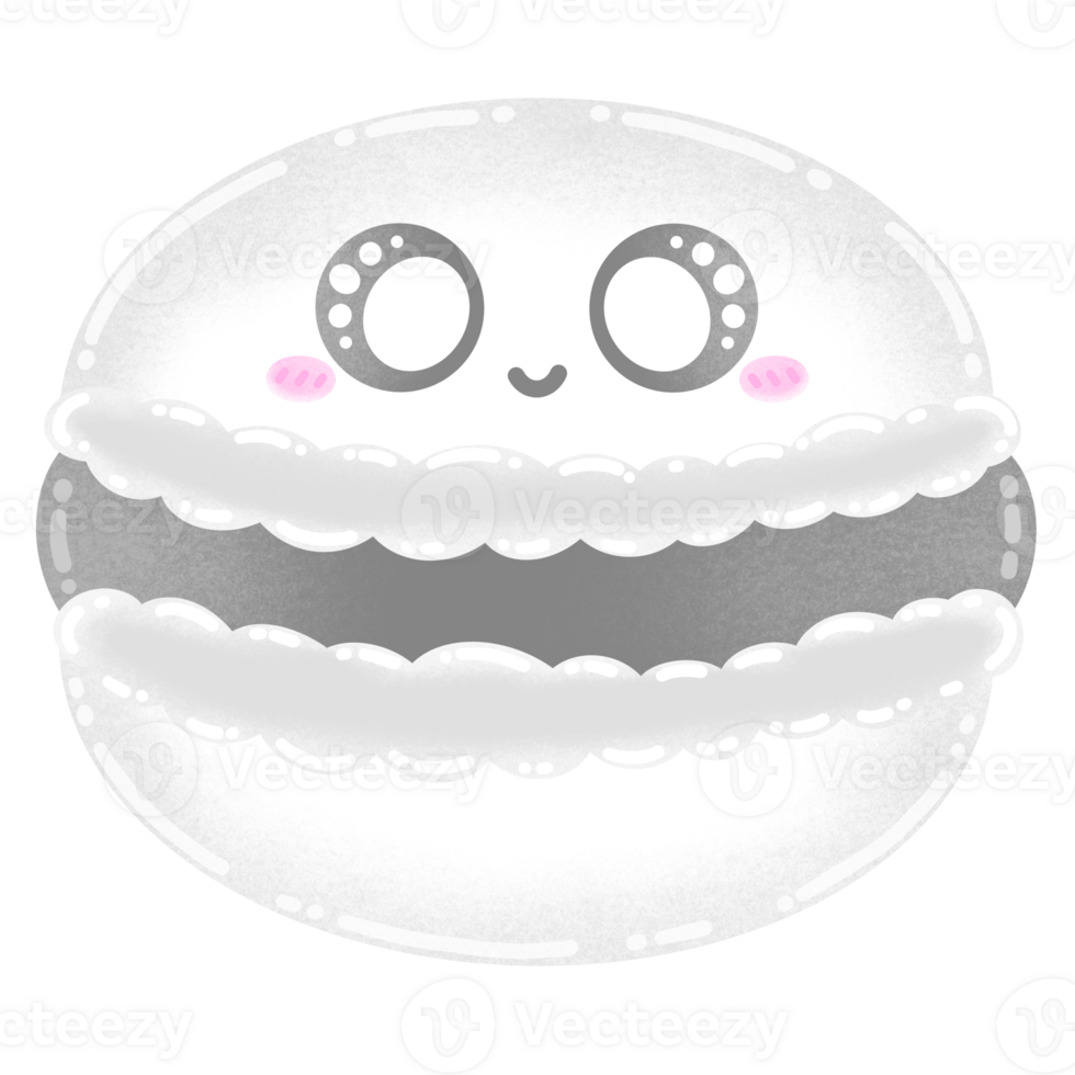 Cute White Macaron Mascot Character Kawaii Cartoon illustration French Dessert Cute Dessert png