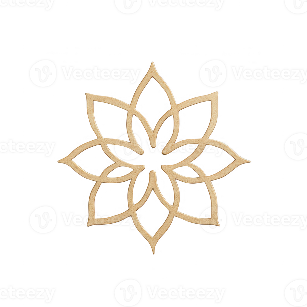 A detailed floral design featuring an intricate flower shape in a minimalist style. png