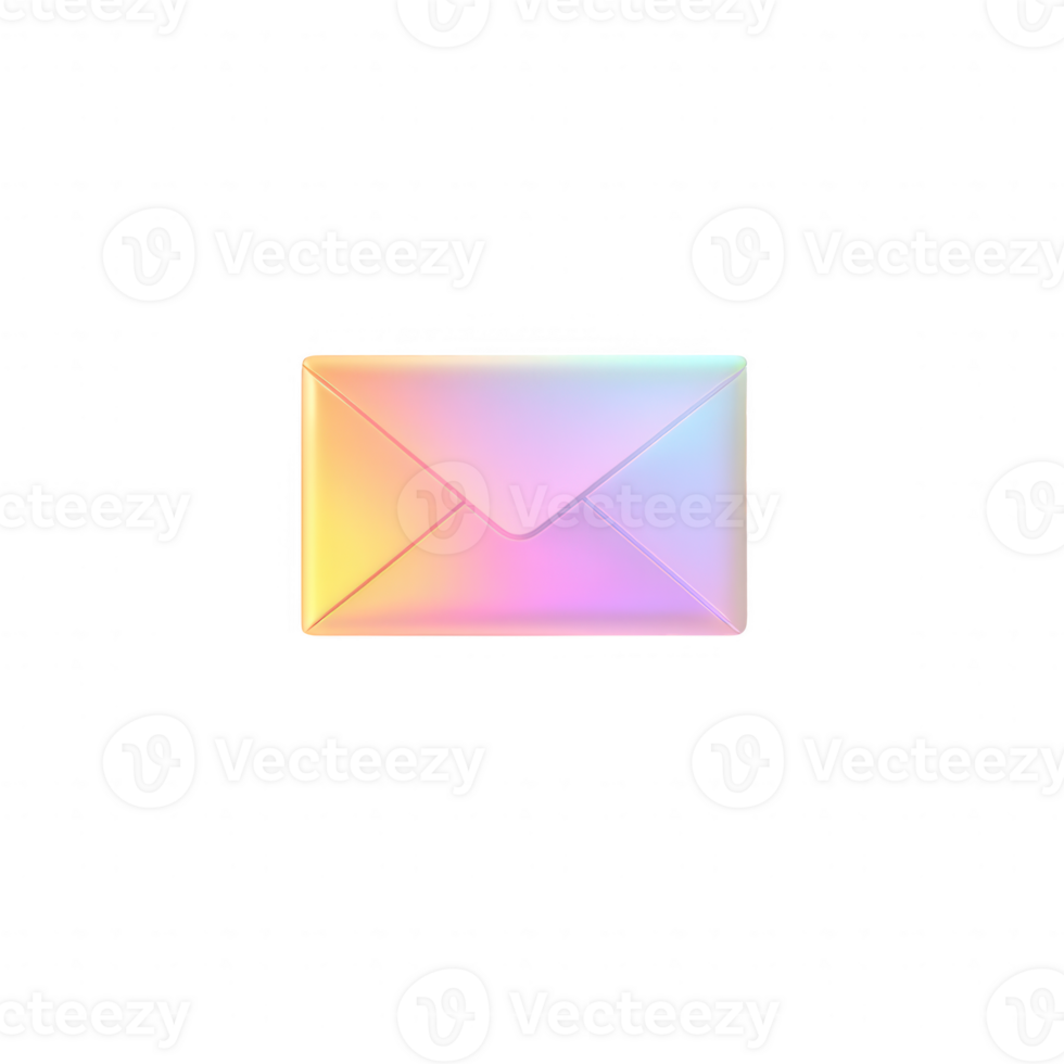 A colorful envelope with a vibrant gradient design on a transparent background. png