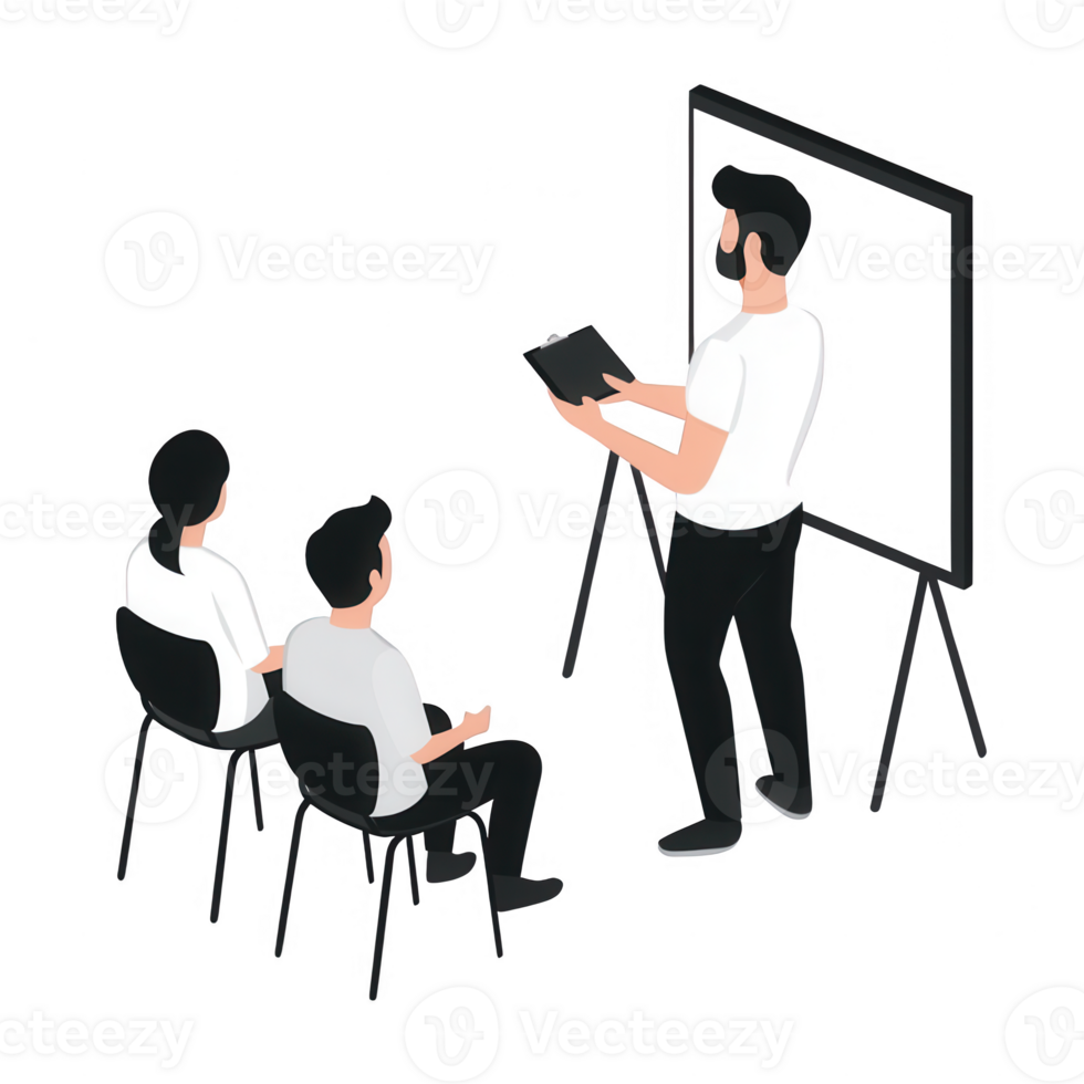 A professional presentation scenario with an audience engaged in learning. png