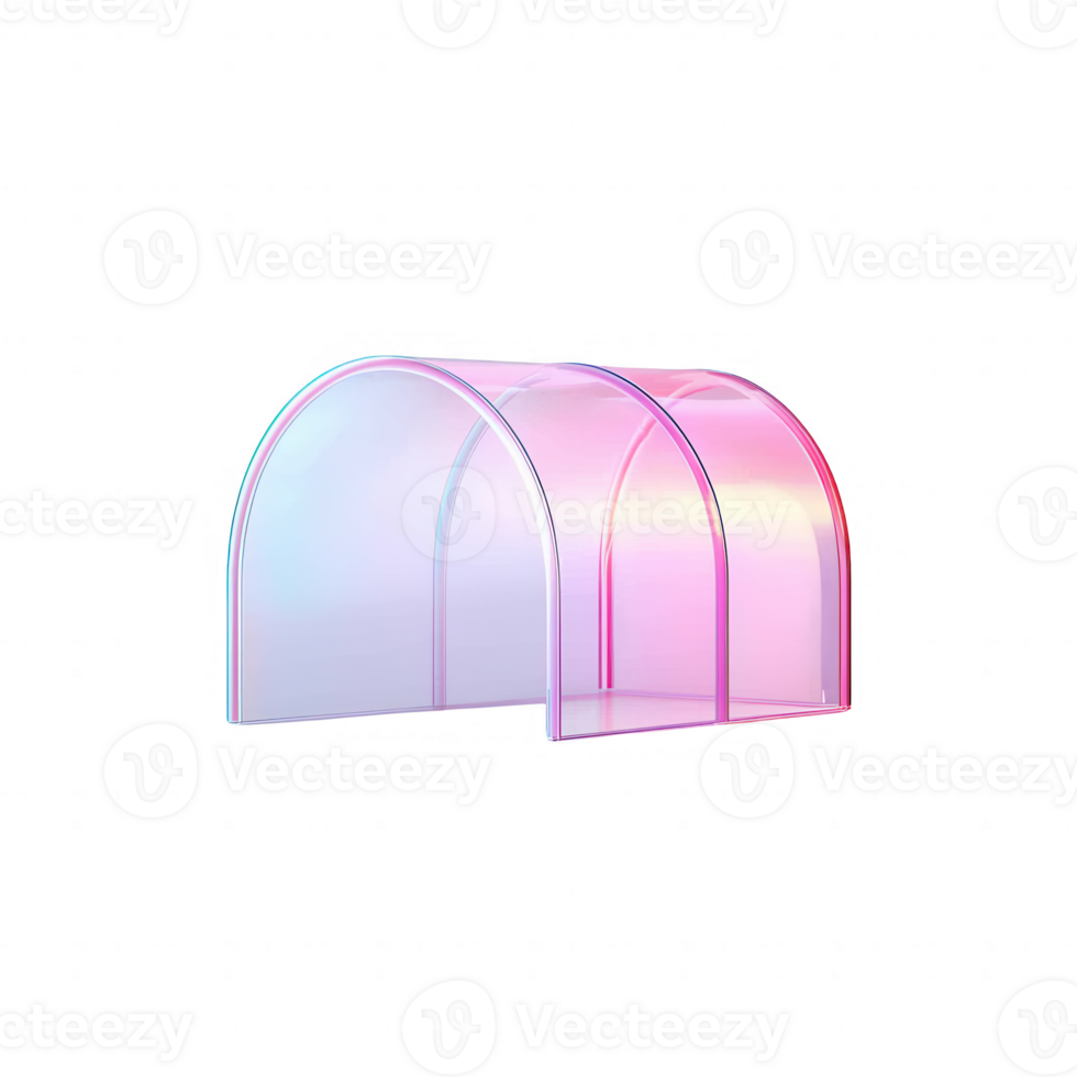 A modern translucent structure with an innovative design and colorful lighting effects. png