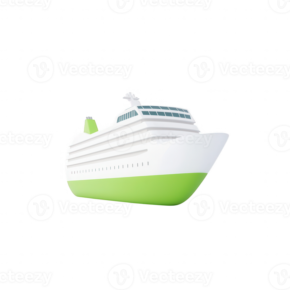 A sleek, modern cruise ship design with a green accent, perfect for travel themes. png