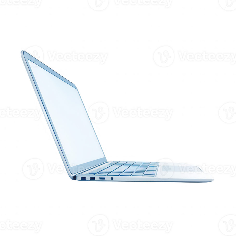A sleek, modern laptop viewed from the side with a clean, minimal design. png