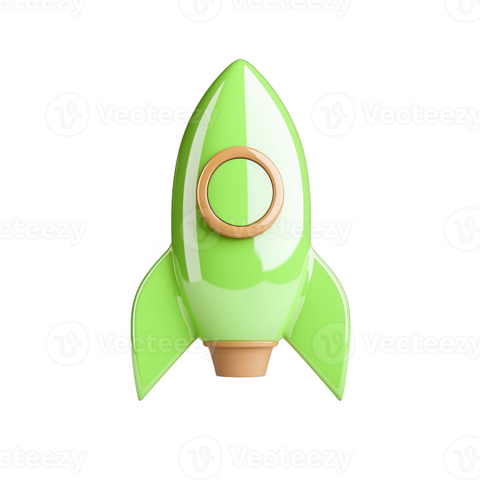 A vibrant green rocket representing innovation and space exploration. png