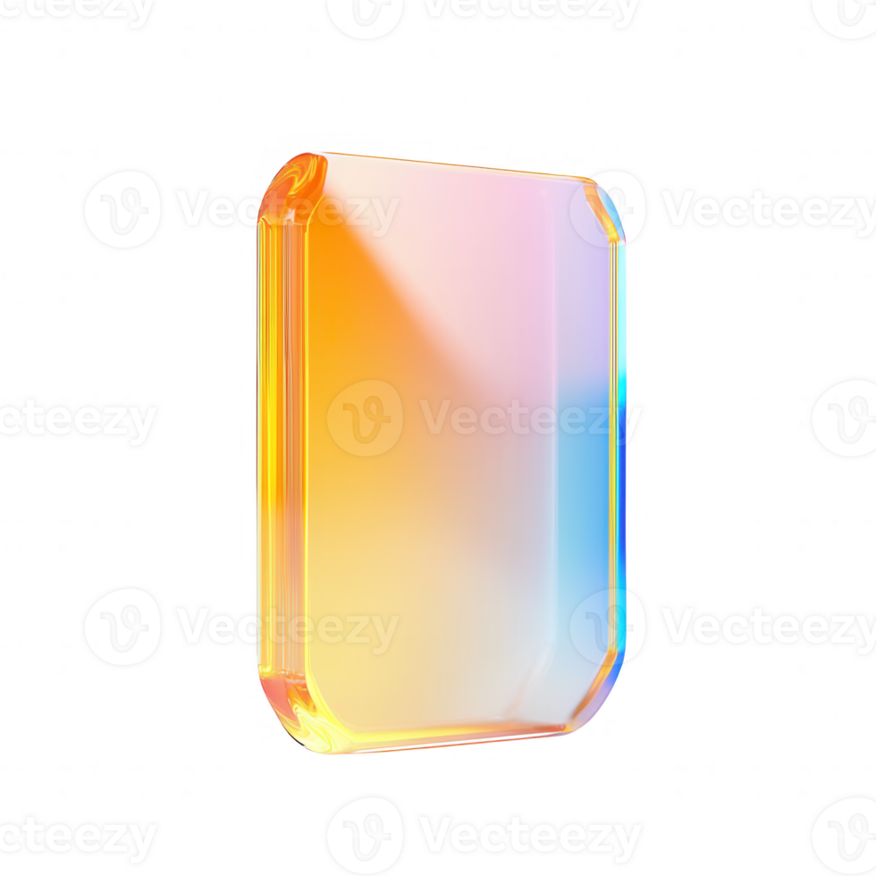 A vibrant, translucent prism reflecting colors in soft gradients. png