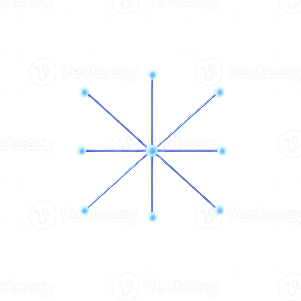 Abstract graphic design featuring a radial connection pattern with luminous nodes. png