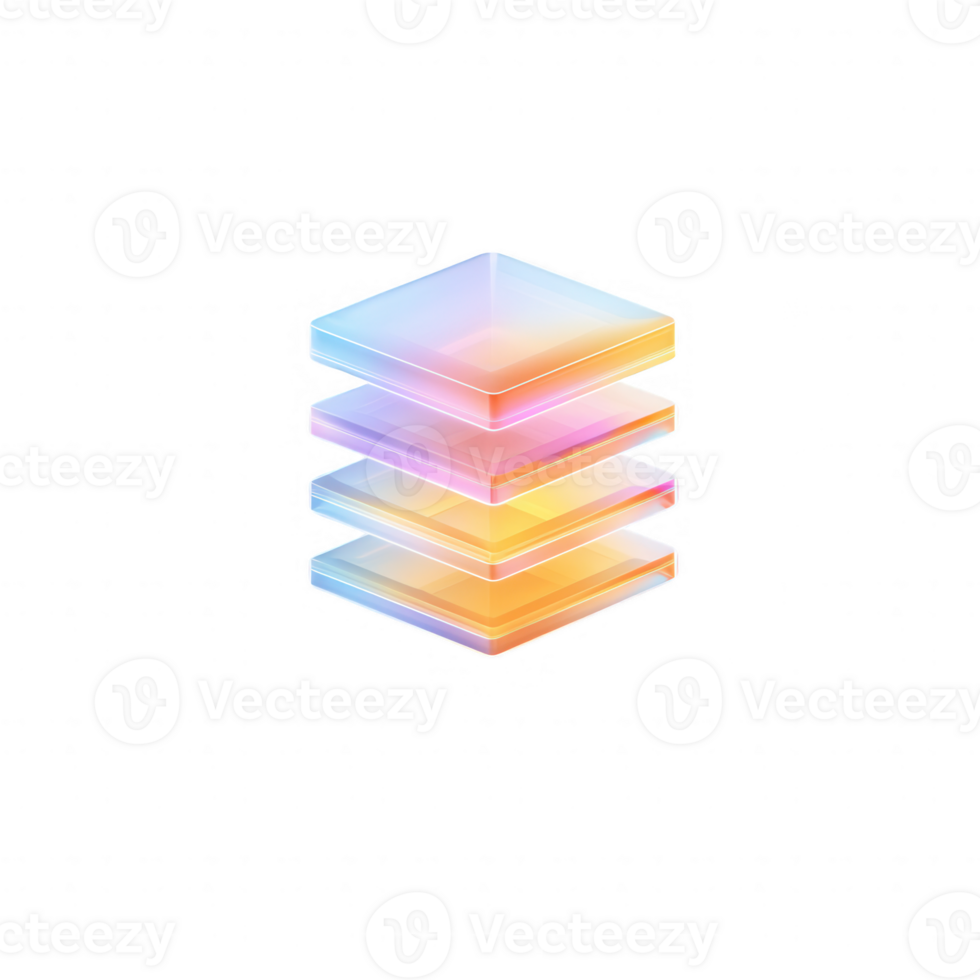 A vibrant, layered design with translucent colors and modern aesthetics. png