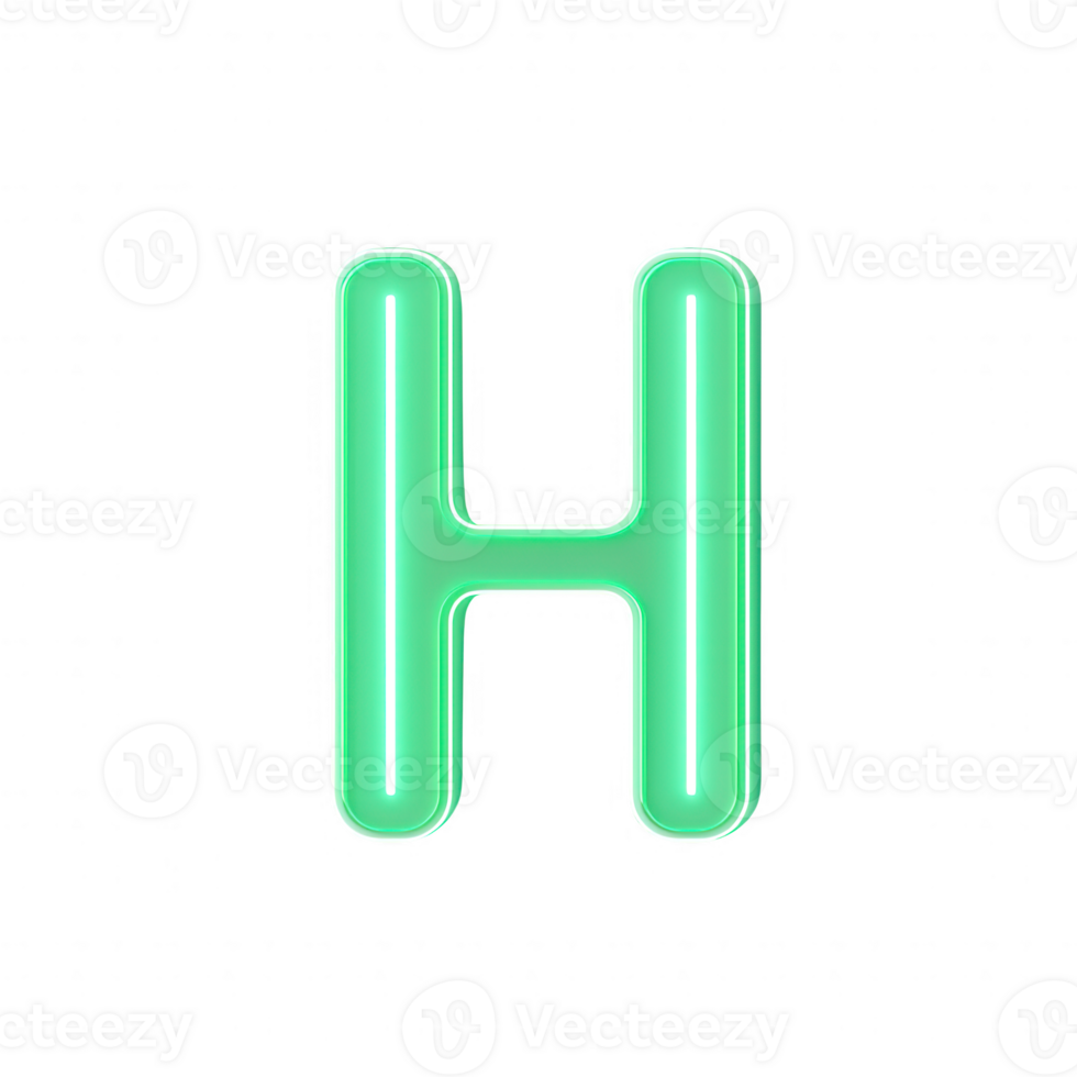 A vibrant green neon letter 'H' on a dark background, perfect for modern designs. png