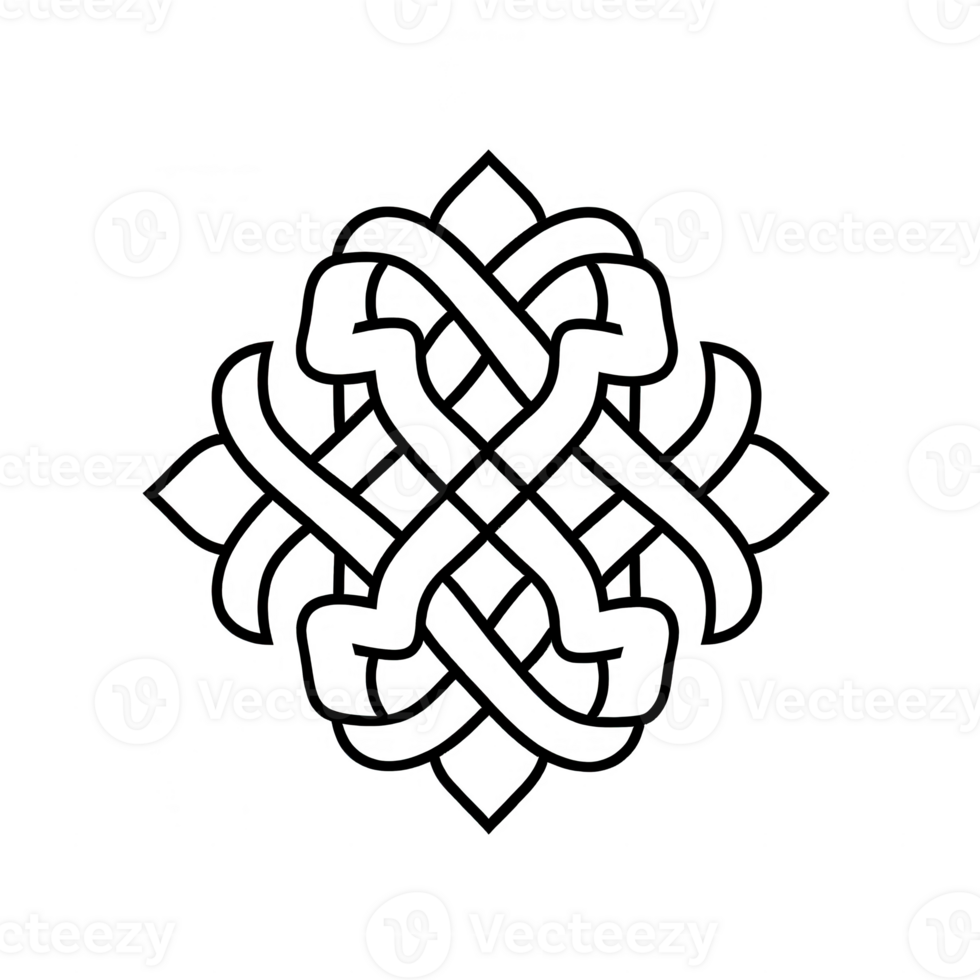 An intricate knot design symbolizing unity and eternity in various cultures. png