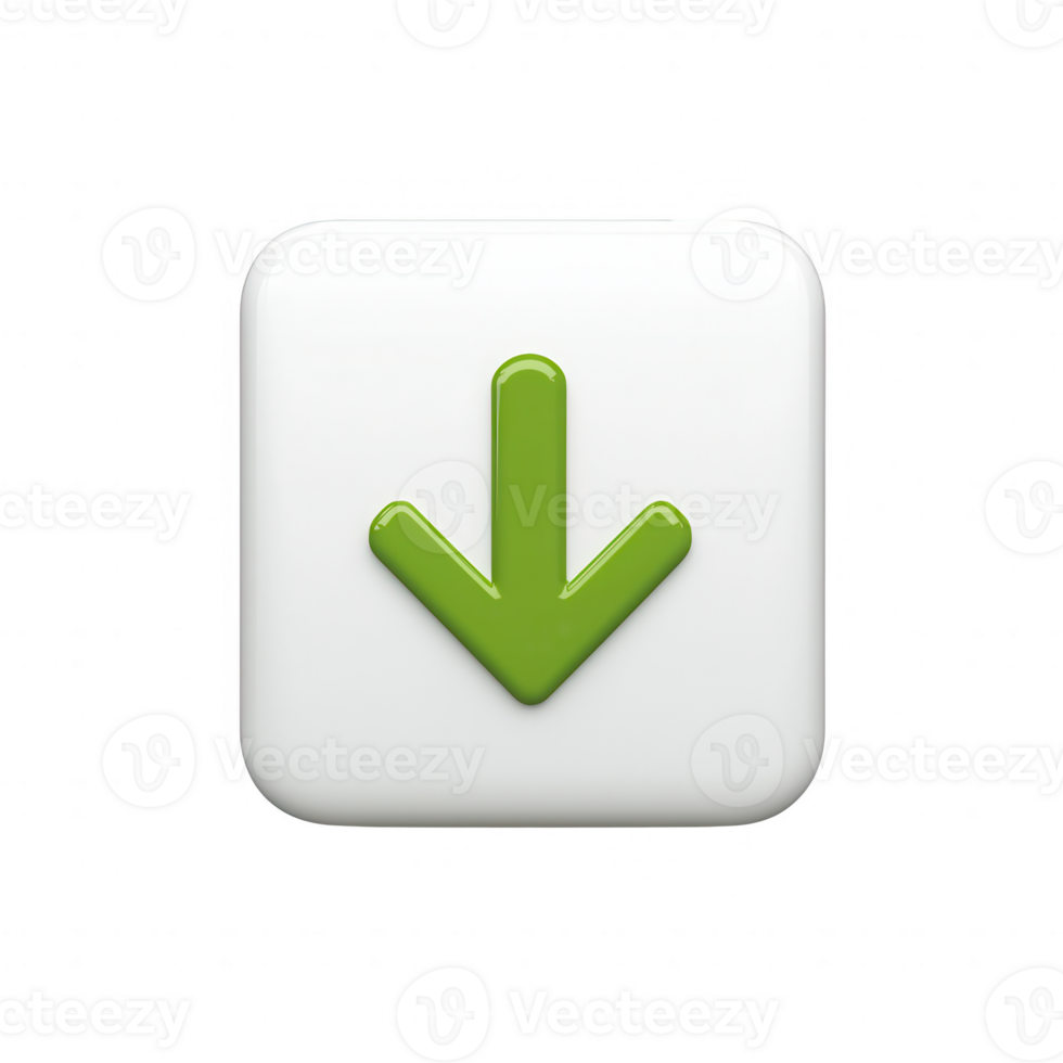 Green downward arrow icon design on a clean, simple background for digital use. png