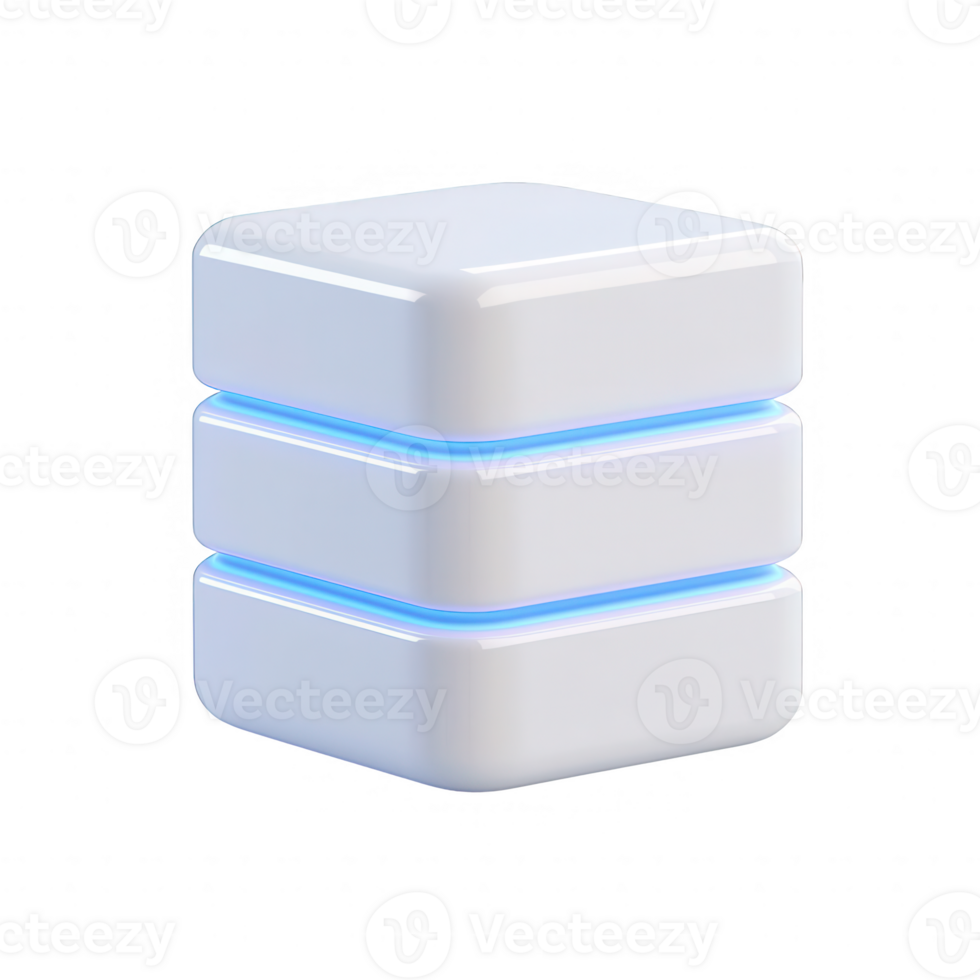 Modern data storage unit with sleek design and glowing blue accents. png
