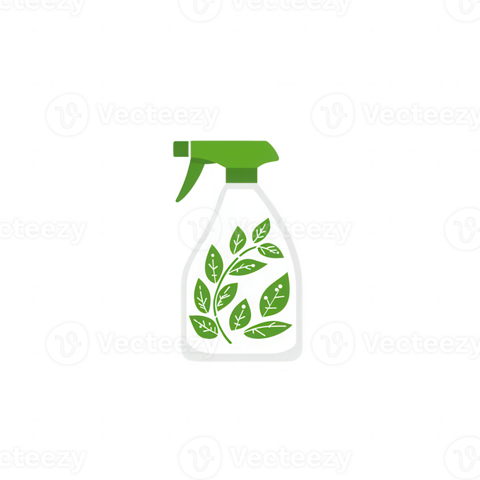 Eco-friendly spray bottle with a leaf design for natural and sustainable cleaning. png