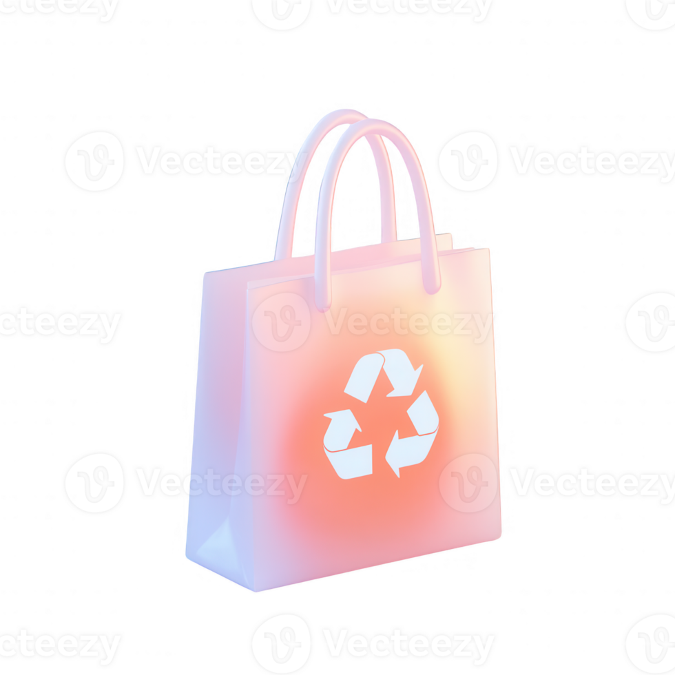 Eco-friendly shopping bag with recycling symbol for sustainable living and environmental awareness. png